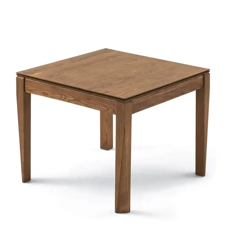 Superior Pacini & Cappellini Plurimo table crafted with solid ash and ash veneer in a warm medium-brown matte finish