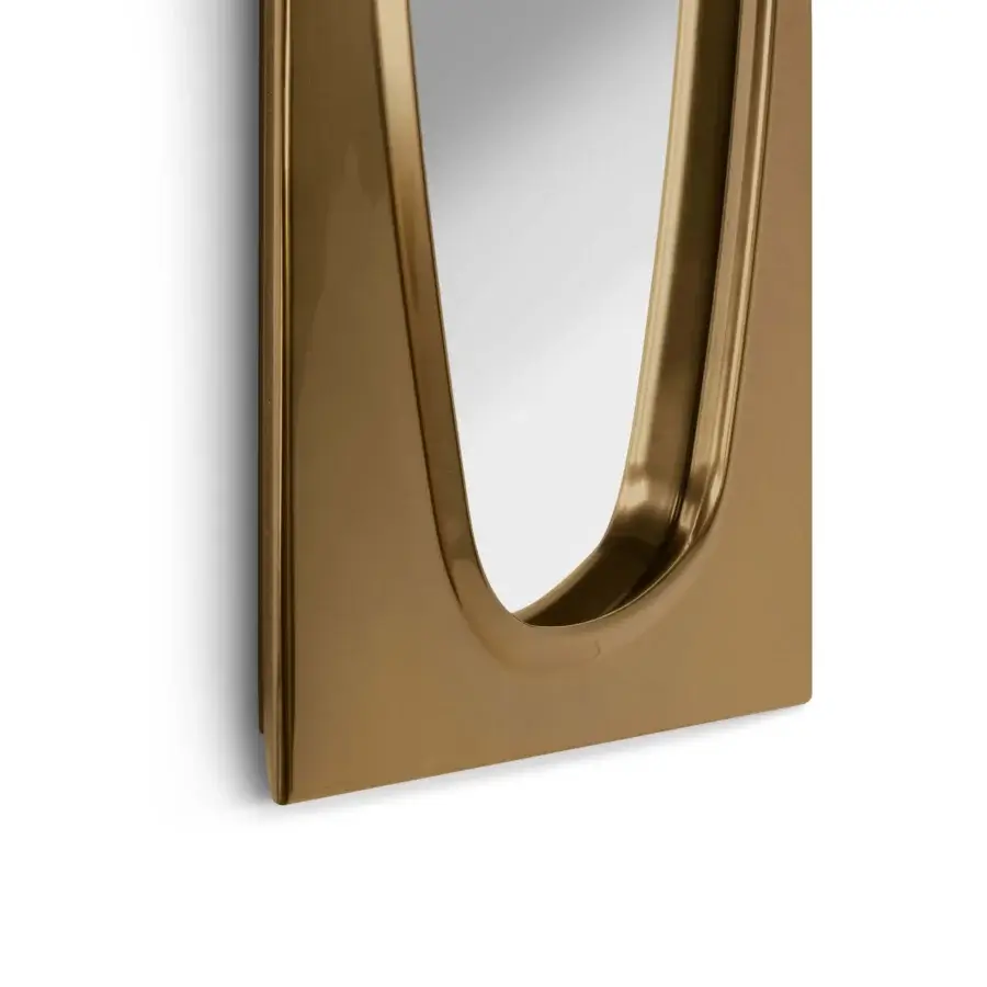 Distinguished BelMondo by Bellotti Ezio Lapeto mirror crafted in highly reflective metal with glossy golden-yellow finish