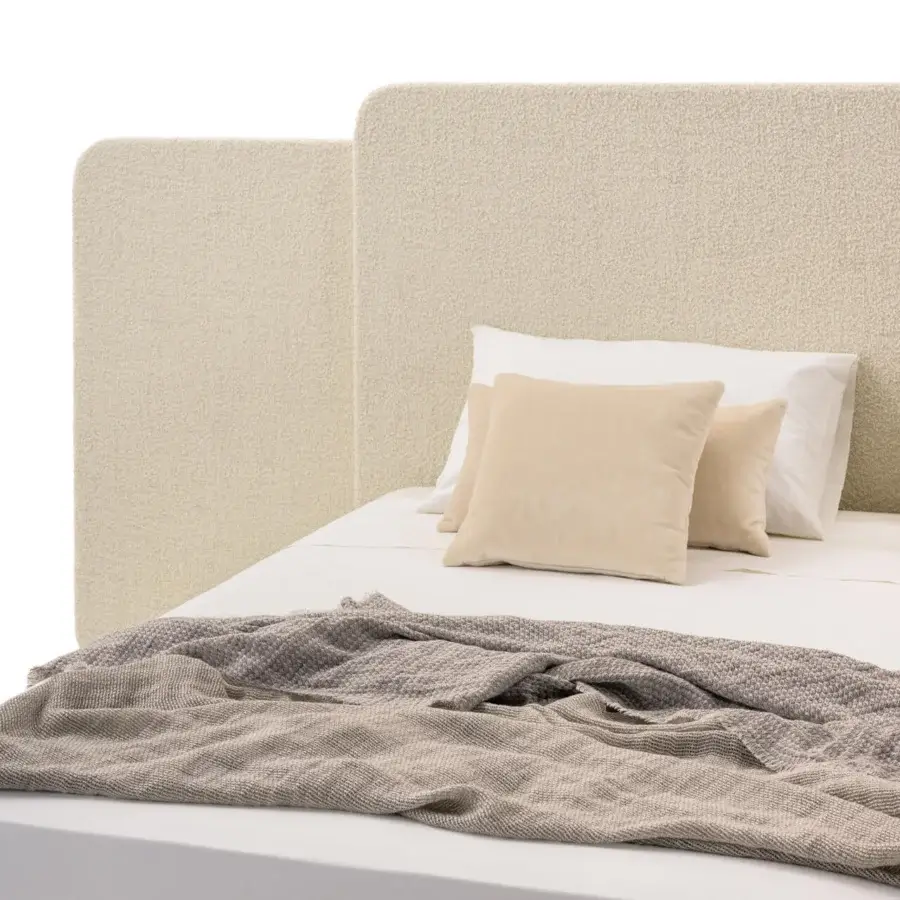 Distinguished Turri Roma bed with textured beige fabric or leather upholstery and winged headboard crafted in Italy