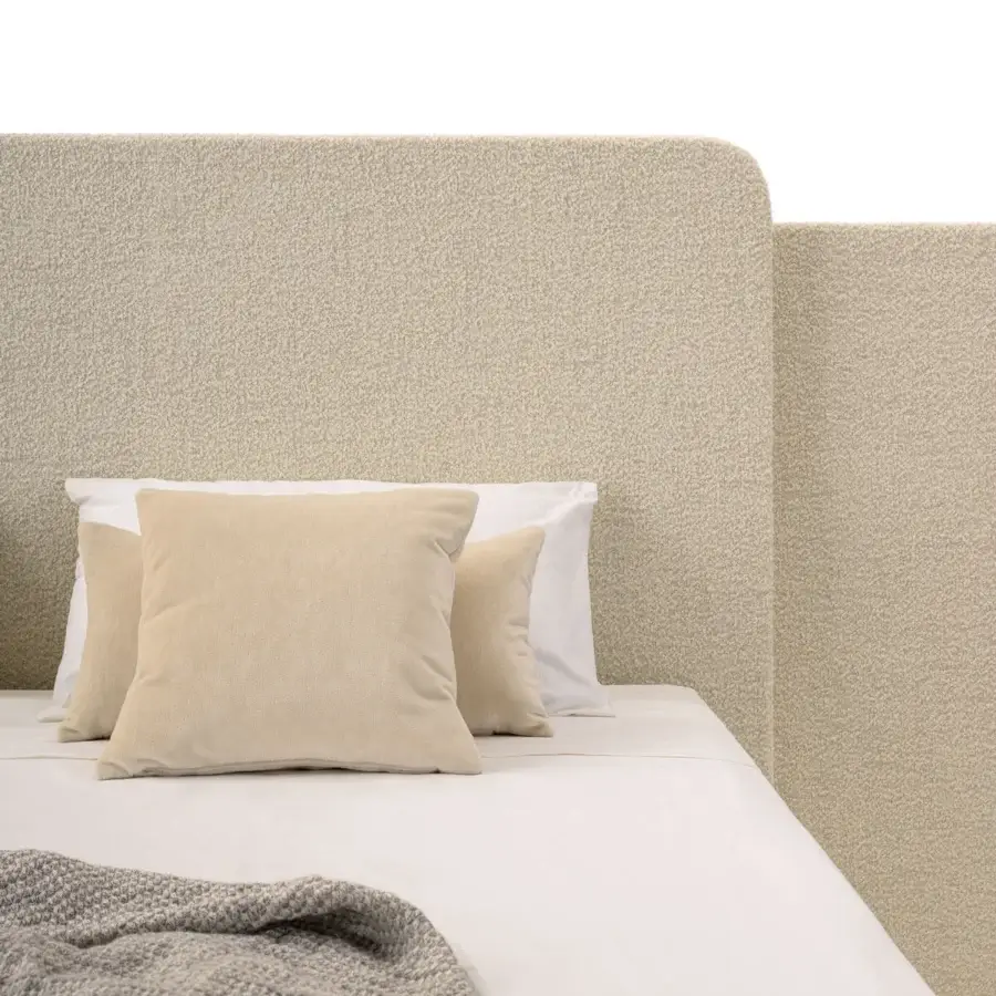 Distinguished Turri Roma bed with textured fabric or leather upholstery and tall contemporary side wings