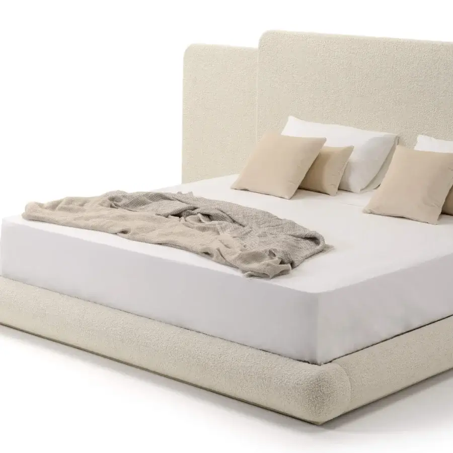 Distinguished Turri Roma bed with textured fabric or leather upholstery and gently curved headboard, crafted in Italy