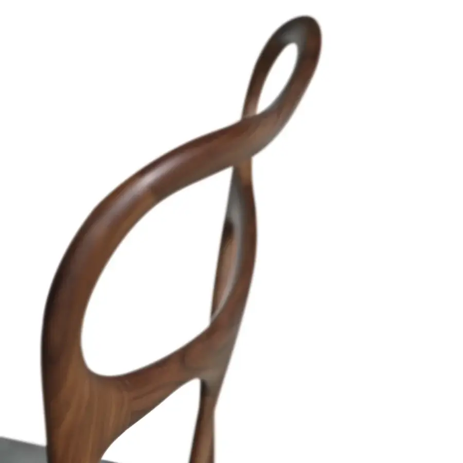 Superior BelMondo by Bellotti Ezio Febe chair with continuously curving backrest in medium-dark wood and satin finish