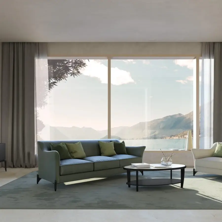 Elegant BelMondo by Bellotti Ezio Auriga sideboard with dark gray finish and subtle wood grain crafted in Italy