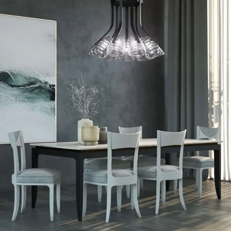 Exceptional BelMondo by Bellotti Ezio Auriga table with dark brown wood and subtly textured legs crafted in Italy