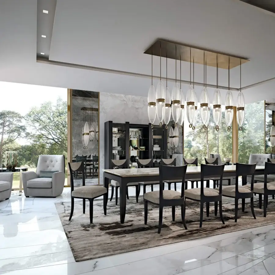 Exceptional BelMondo by Bellotti Ezio Auriga table crafted in dark-toned wood with a smooth satin finish for gatherings