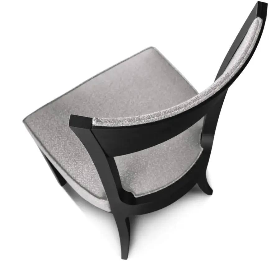Superior BelMondo by Bellotti Ezio Ico chair with matte black wood and textured light gray textile finish
