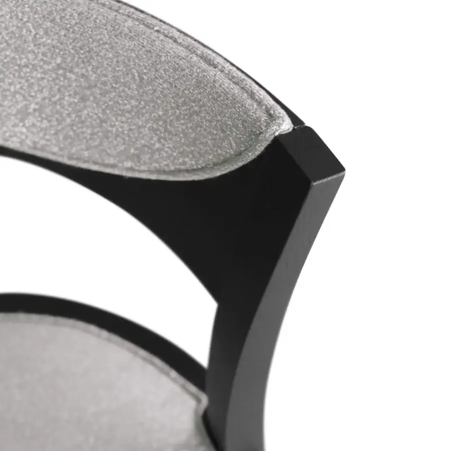 Elegant BelMondo by Bellotti Ezio Ico chair with textured gray textile and matte black wooden frame