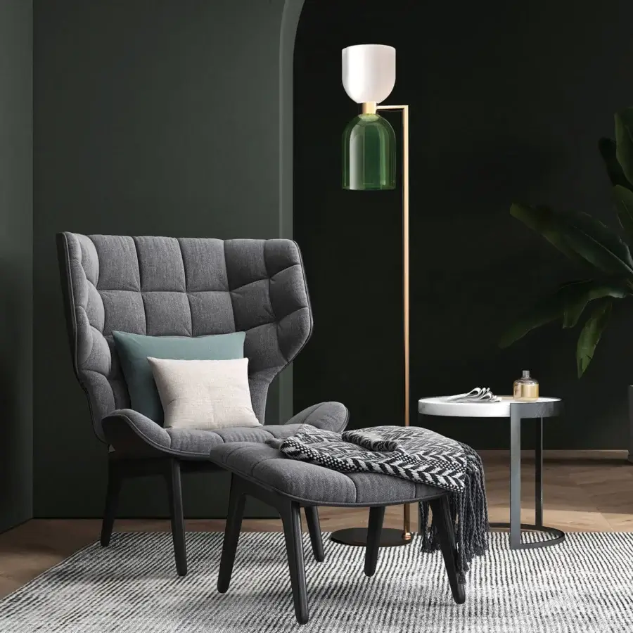 Distinguished Italamp Caterina floor lamp with brushed gold metal and striking white green glass diffusers crafted in Italy