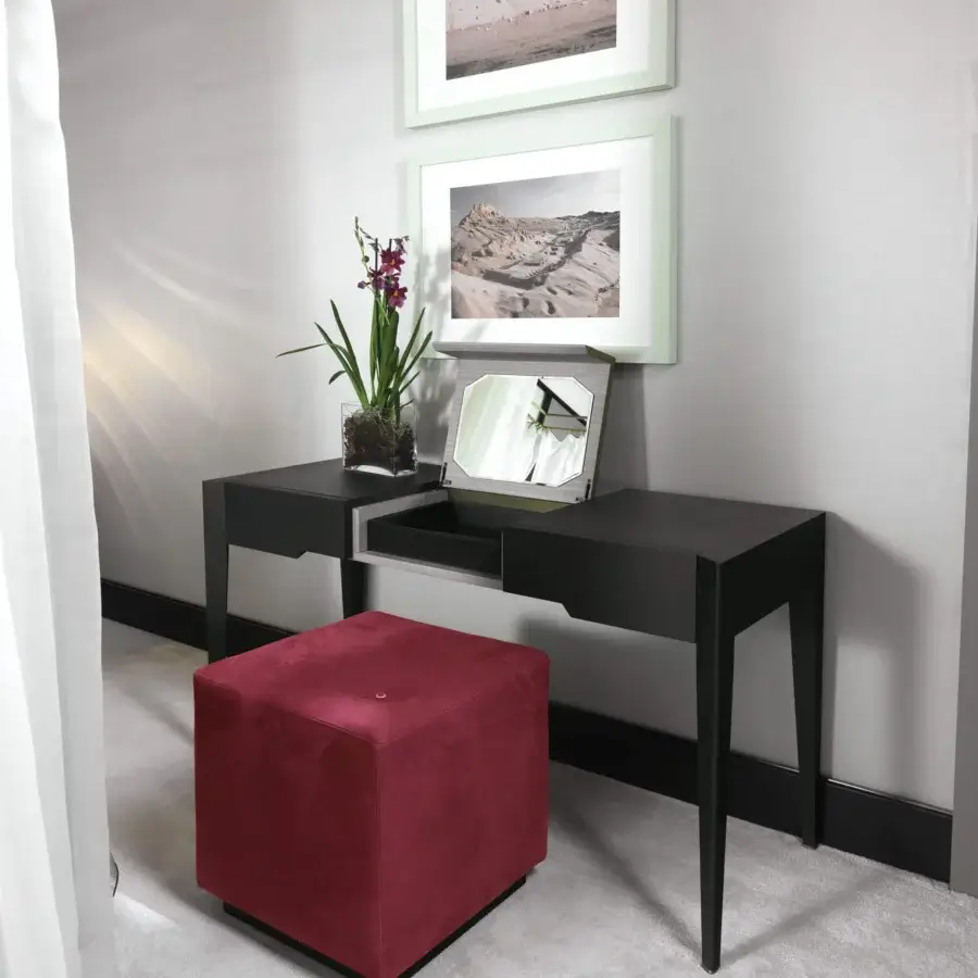 Distinguished BelMondo by Bellotti Ezio Frine ottoman in reddish-purple textile with matte finish crafted for sophisticated repose