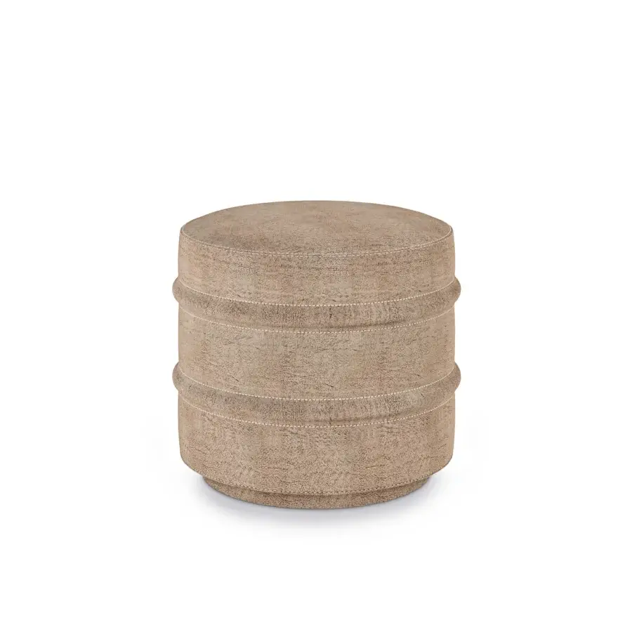 Superior BelMondo by Bellotti Ezio Lexington Avenue ottoman with textured beige textile and subtle stitching