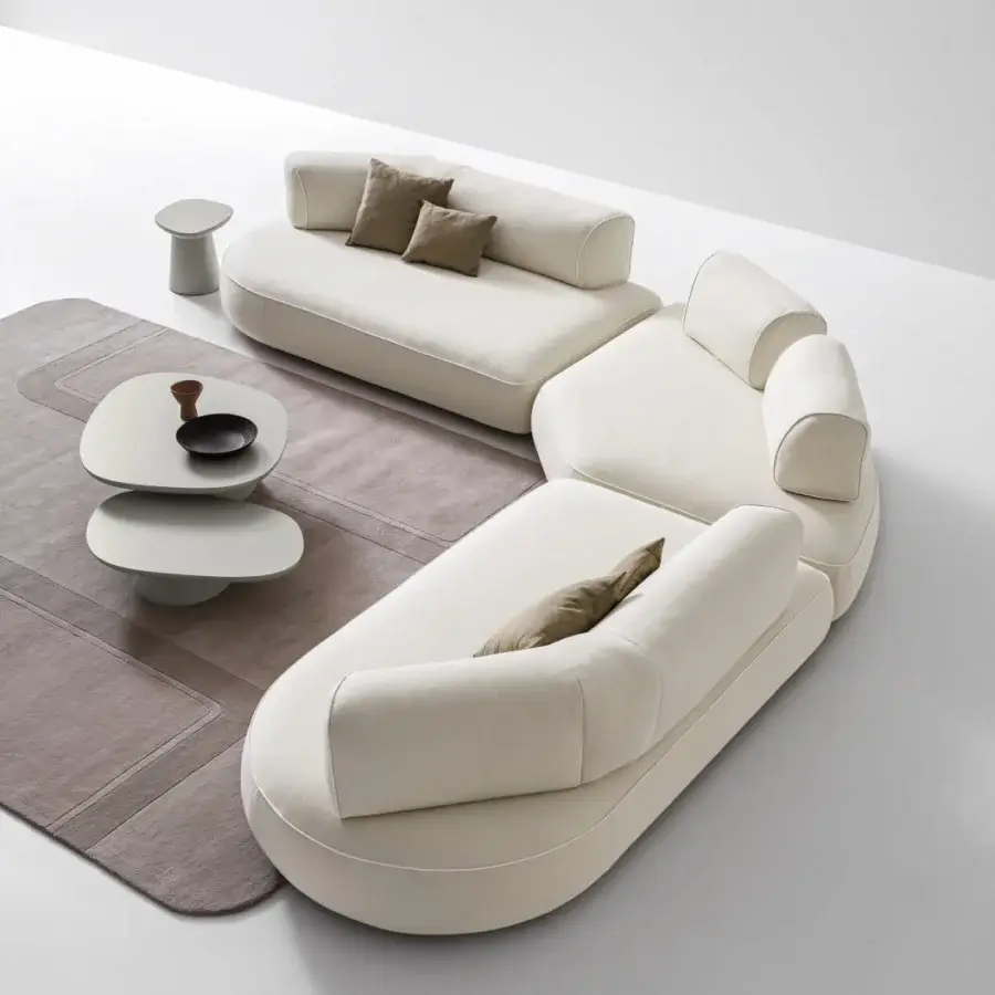 Distinguished Ditre Italia Isla sectional with woven textile upholstery and adjustable backrests crafted in Italy
