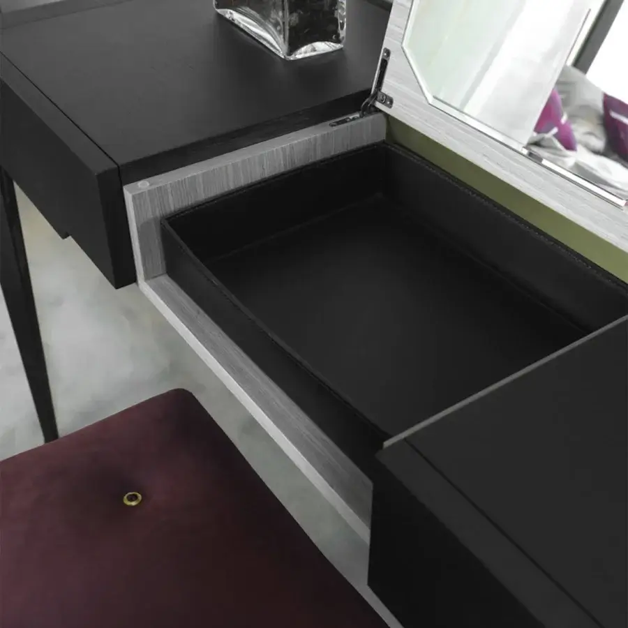Elegant BelMondo by Bellotti Ezio Frine vanity with contrasting dark matte and light wood-grain surfaces crafted in Italy