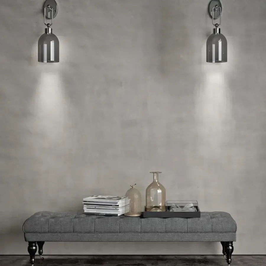 Exceptional Italamp Valentina wall lamp with curved metal arm and stunning gray glass diffuser with polished finish