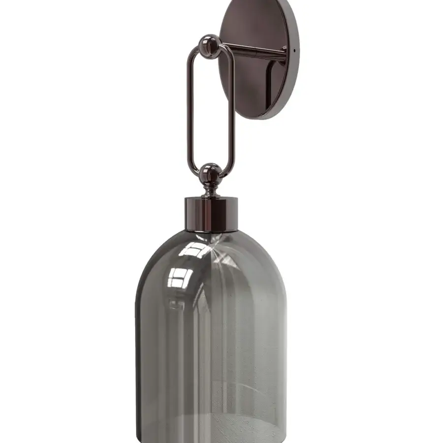 Distinguished Italamp Valentina wall lamp with curved smoked glass and brushed iron grey metal support