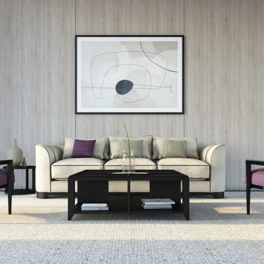 Exceptional BelMondo by Bellotti Ezio Teseo lounge chair with dark wood and smooth matte purple textile upholstery