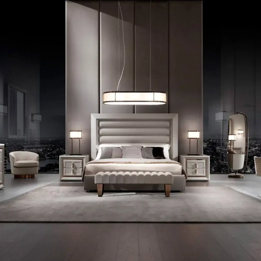 Distinguished DV Home Collection Adler chair upholstered in light beige textile with a bronze-like circular base