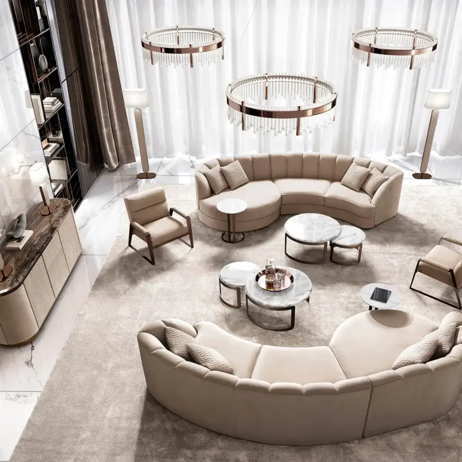 Exceptional DV Home Collection Coco coffee table with Emperador Dark marble top and high-end steel base finish