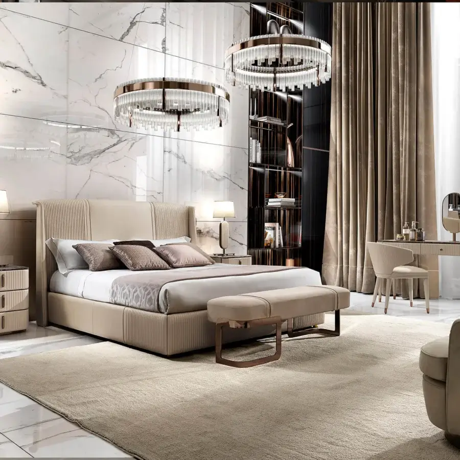 Exclusive DV Home Collection Elite lamp with circular geometric form and transparent cannetè glass cylinders in metallic tone