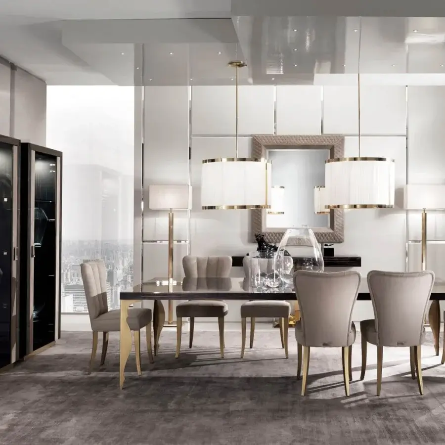 Exceptional DV Home Collection Byron mirror with dark leather frame and natural beveled glass, showcasing a glossy finish