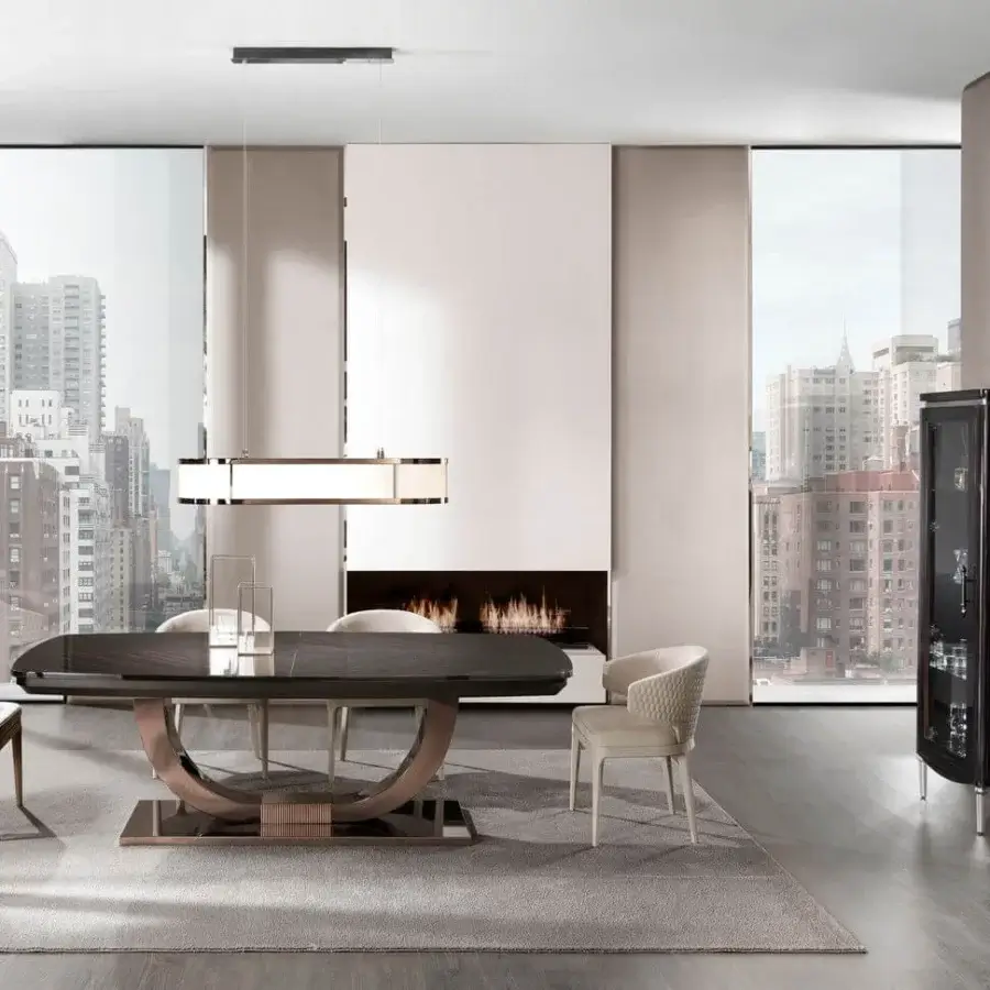 Superior DV Home Collection Vogue table with a dark glossy tabletop and curved Viscose legs crafted in Italy