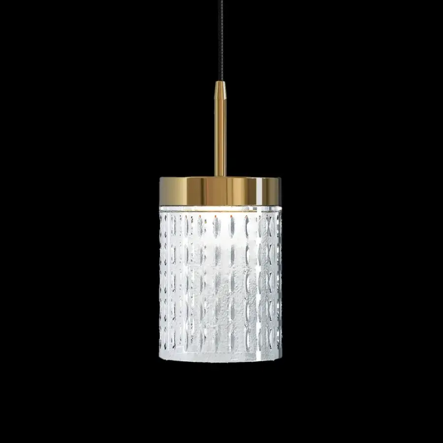 Superior Italamp Quarzo suspension lamp with textured glass and light gold metal structure crafted in Italy