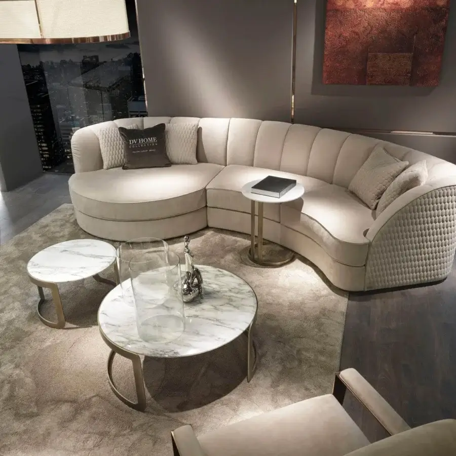 Lavish DV Home Collection Coco side table with steel base and Emperador Dark marble top crafted in Italy