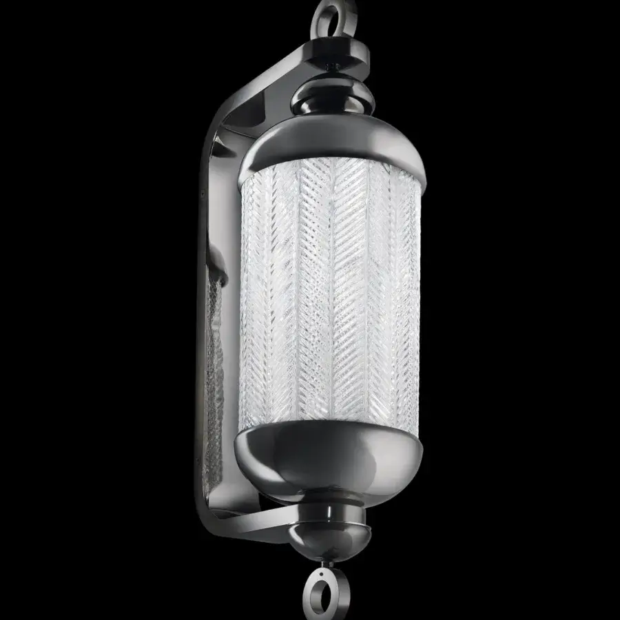 Distinguished Italamp Fata Morgana wall lamp in transparent hand-carved glass with iron grey metal finish