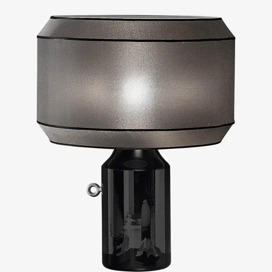 Distinguished Italamp Odette Odile table lamp with ceramic and metal construction, a dark reflective base and textured shade