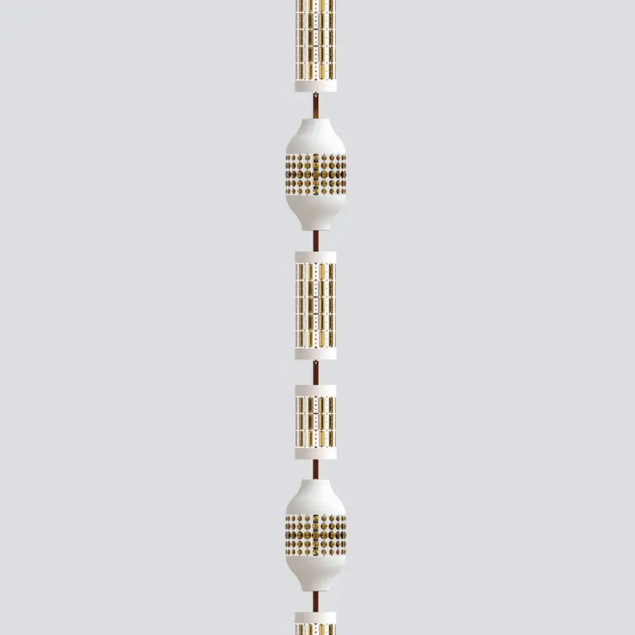 Lavish Italamp Odette Odile suspension lamp with stacked cylindrical and bulbous sections in metal and crystal elements