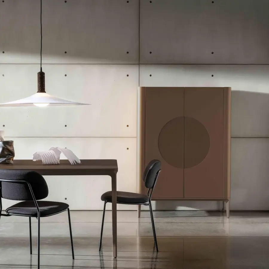 Superior Sovet Italia Slim 20 table with dark brown MDF top and lacquered aluminum structure in uniform matte finish