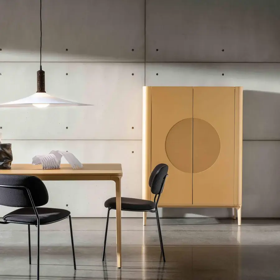 Distinguished Sovet Italia Slim 20 table with lacquered aluminum structure and light tan MDF top finish