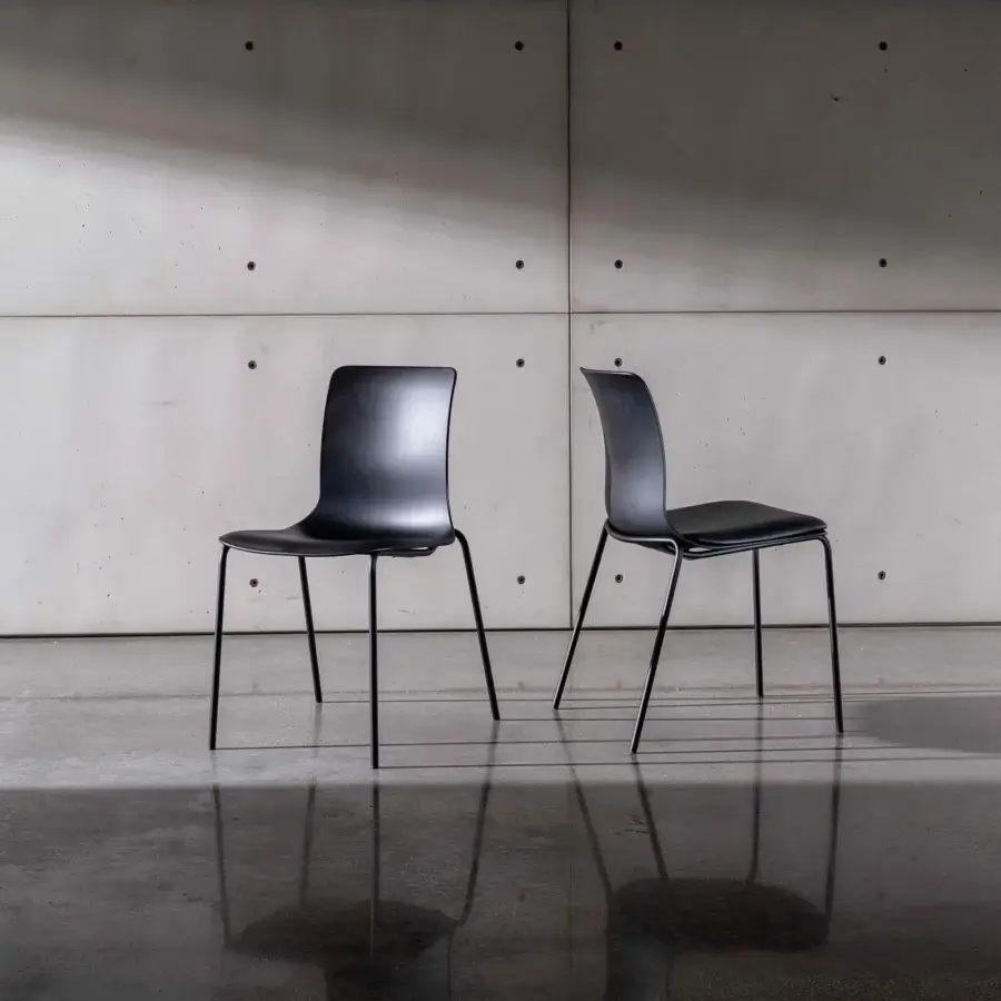 Elegant Sovet Italia Olly chair with a sleek black finish and contrasting curved backrest with slender legs