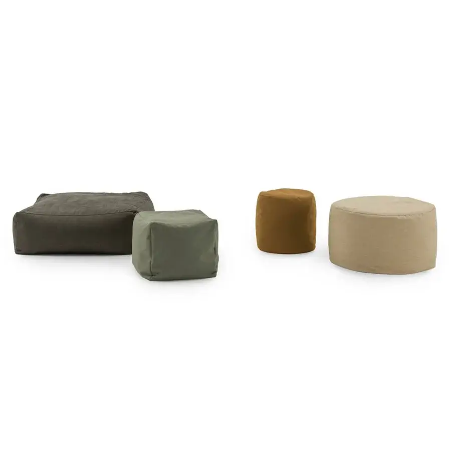 Distinguished Bolzan Letti Soft ottoman with removable fabric and polystyrene interior in matte olive green finish