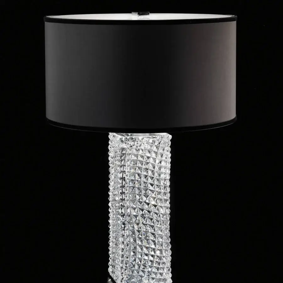 Elegant Italamp Alba table lamp with carved crystal base and sleek metal details in chrome finish