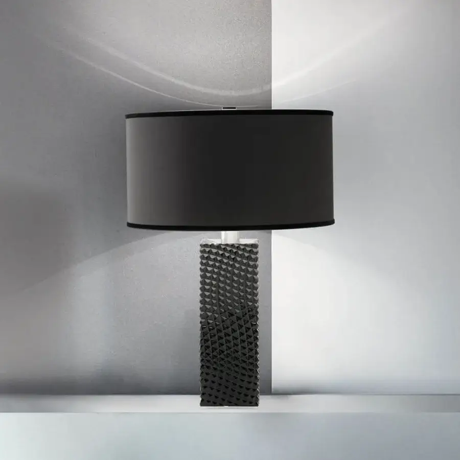 Sophisticated Italamp Alba table lamp with carved crystal base and sleek metal details in chrome finish