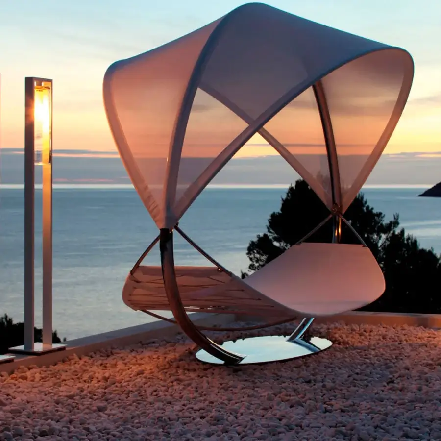 Superior Royal Botania Dome floor lamp with black powder coated aluminum and handmade clear glass construction