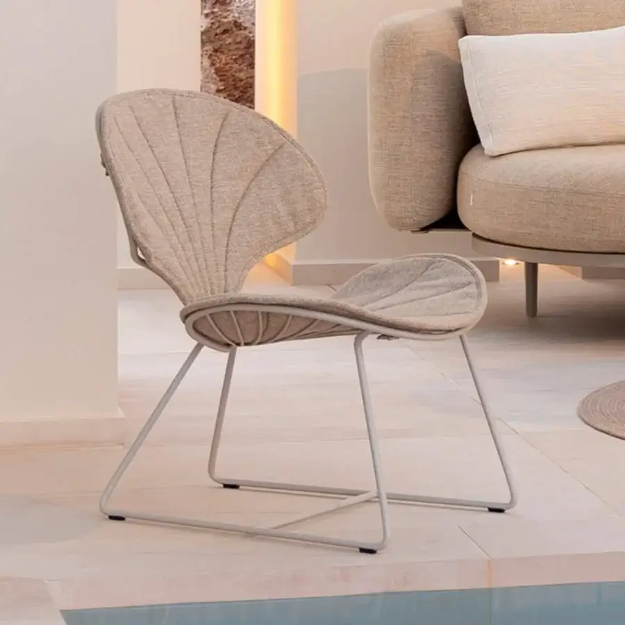 Superior Royal Botania Ostrea lounge chair with light beige textile and matte metal frame