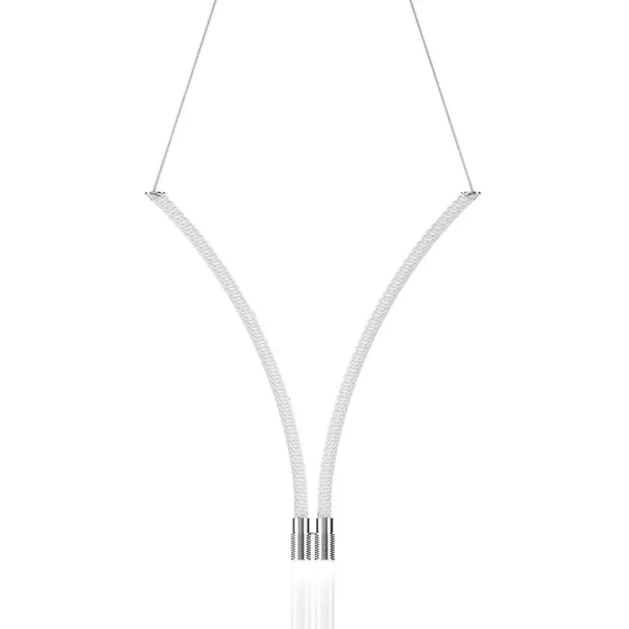 Distinguished Italamp Sesto suspension lamp with transparent glass and silver metal cables crafted in a minimalist form
