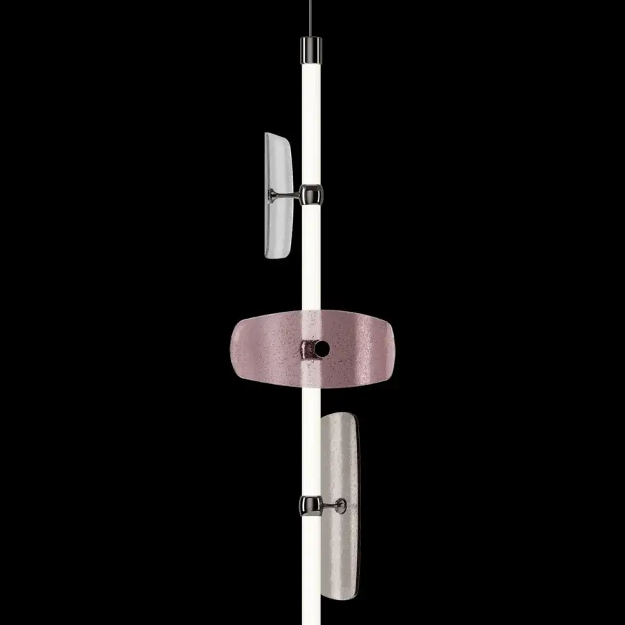 Exceptional Italamp Axi suspension lamp with white borosilicate glass and art glass elements radiating from a central tubular light source