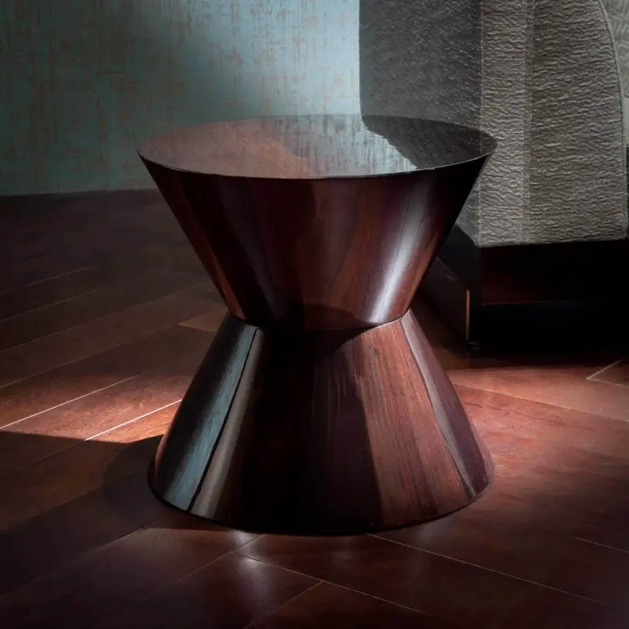 Superior Costantini Pietro Capital side table crafted in wood with Ebony high gloss finish and reddish-brown tones