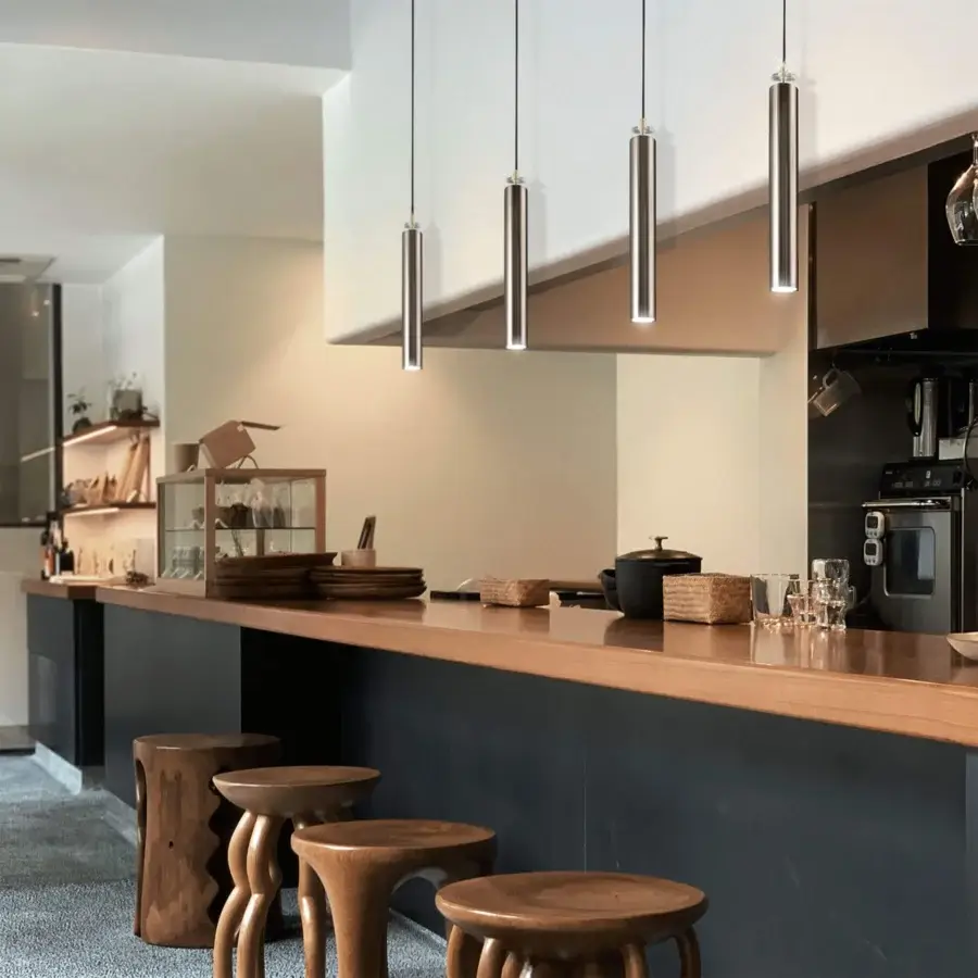 Superior Italamp Stile suspension lamp crafted in iron grey metal with a white light strip and crystal detail