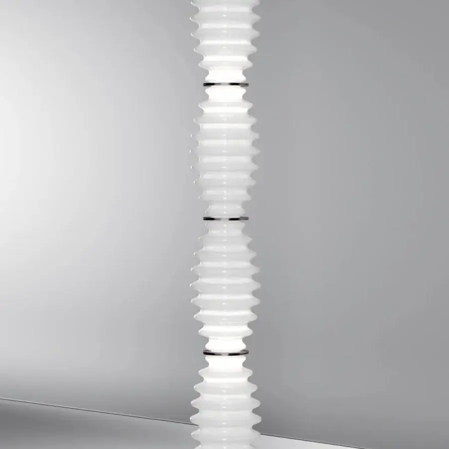 Superior Italamp Grand Collier floor lamp with blown white glass diffuser and refined iron grey metal structure