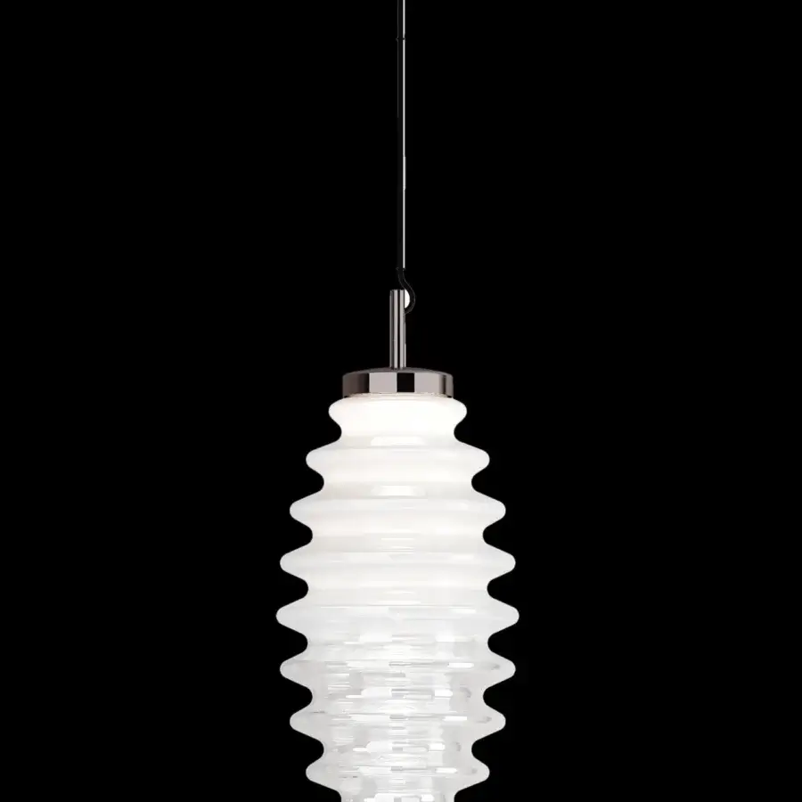 Elegant Italamp Grand Collier suspension lamp with white blown glass diffuser and iron grey metal structure