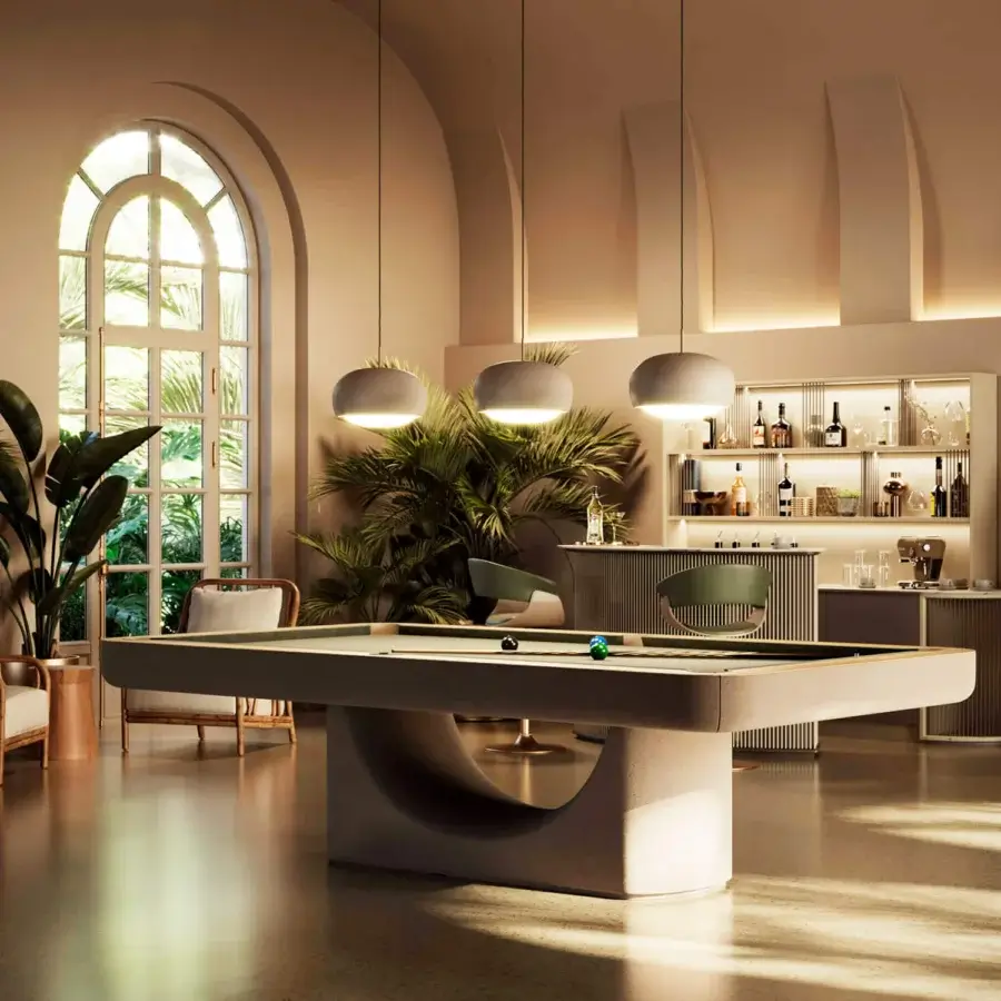 Exceptional Vismara Mono pool table with a sage green lacquered finish and slate playing surface crafted by Bellavista & Piccini studio