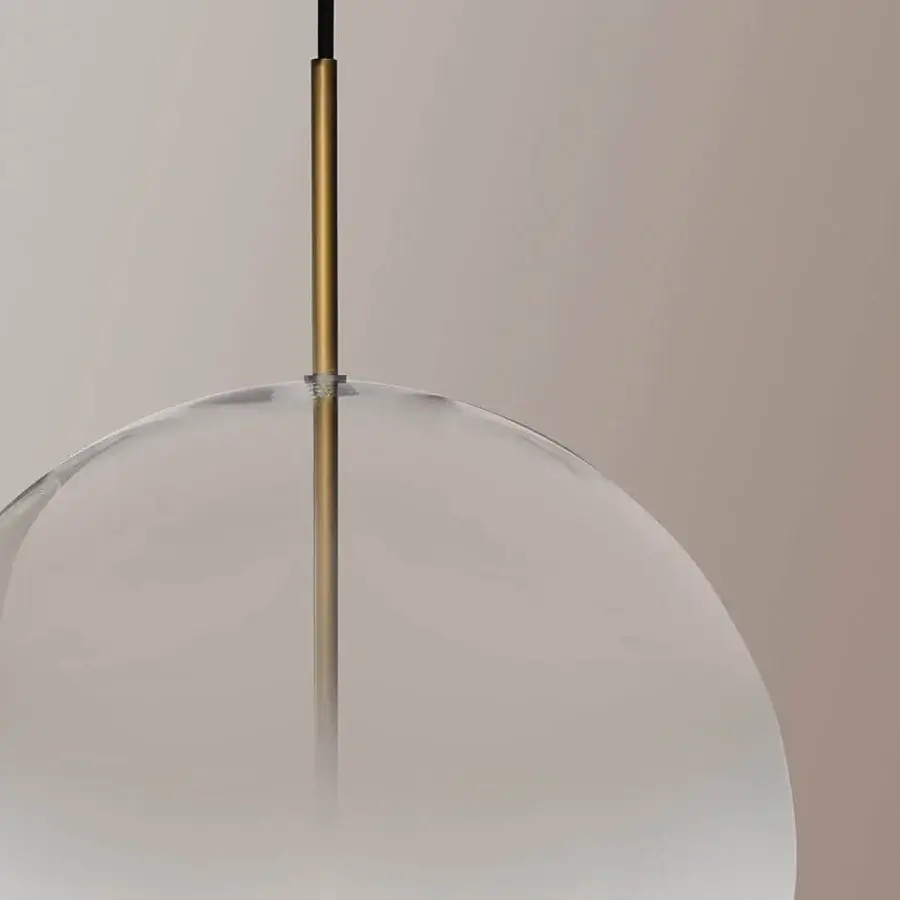 Distinguished VENICEM Misty suspension lamp crafted with natural burnished brass and blending white glass with a translucent finish