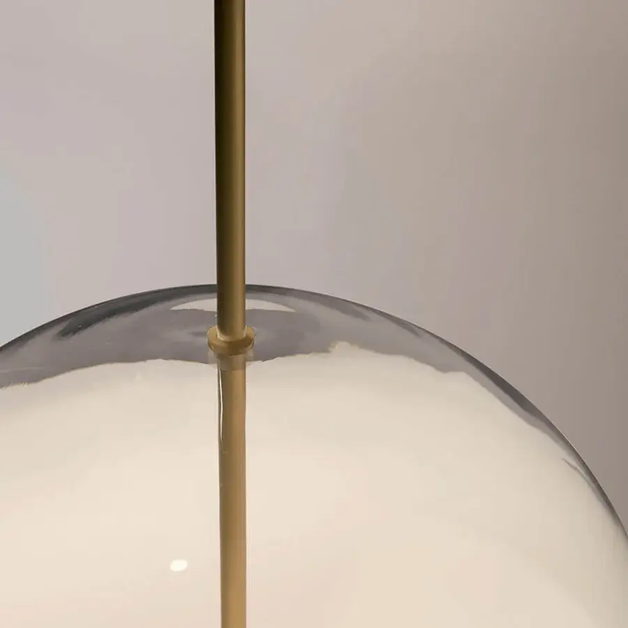 Elegant VENICEM Misty table lamp with white blending glass shade and natural burnished brass structure crafted in Italy