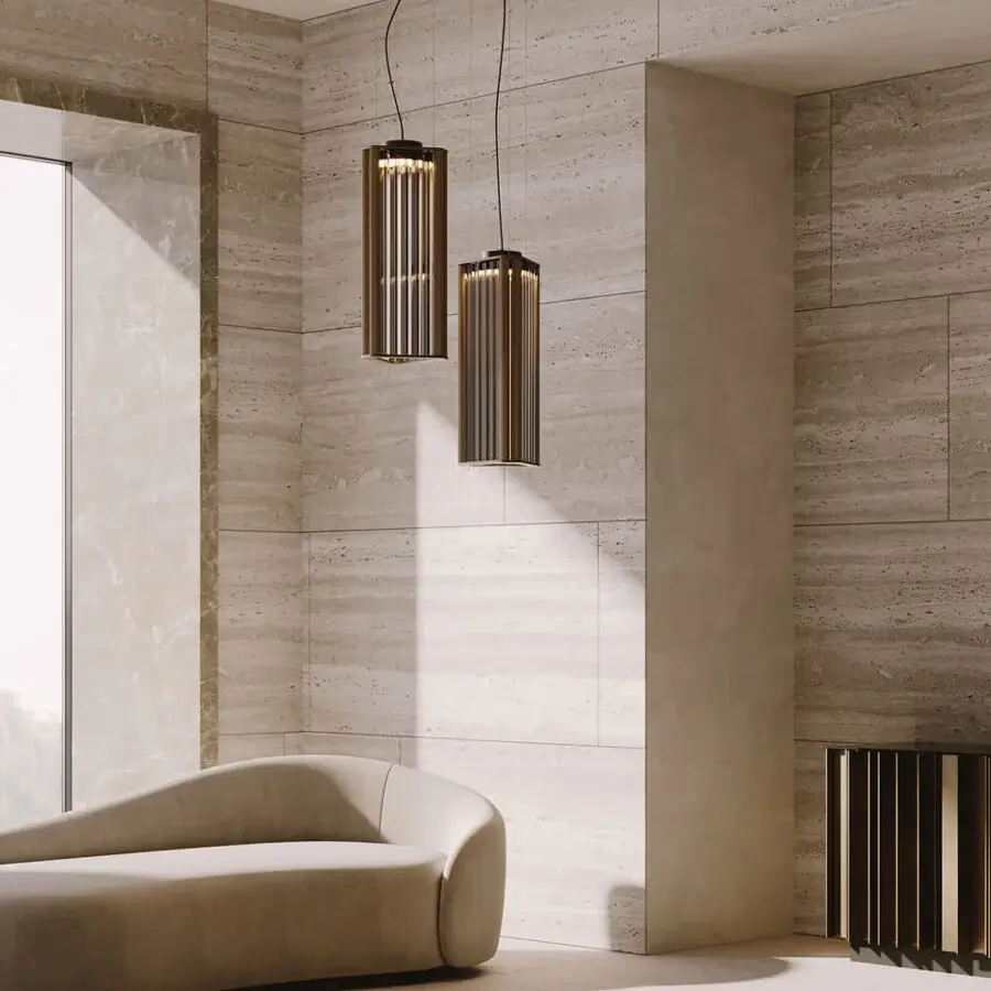 Elegant VENICEM Numa suspension lamp in dark burnished brass with refined Murano blown glass trihedrons diffusers
