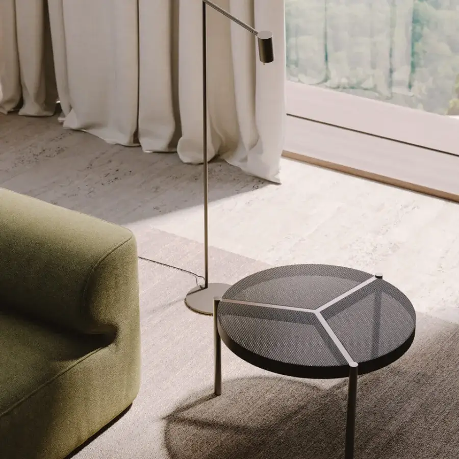 Elegant VENICEM Rectus floor lamp crafted in refined metal with a matt black nickel finish and dark gray aesthetic