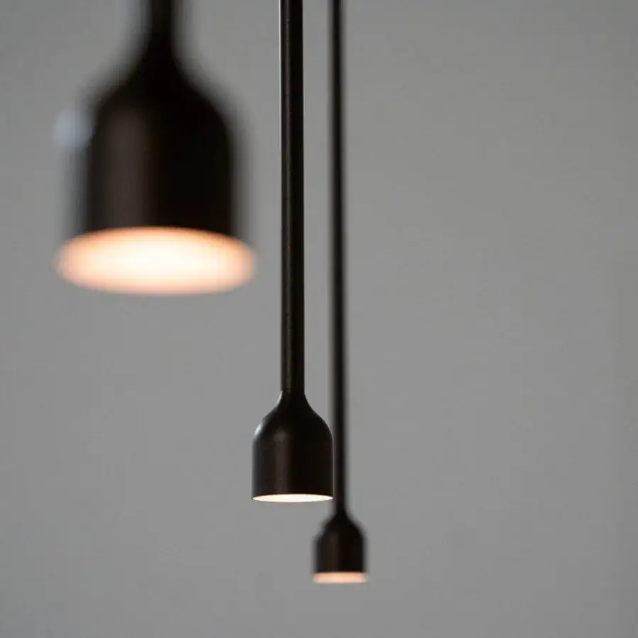 Superior Penta Hail suspension lamp crafted in metal with a matte dark gray finish and balanced form