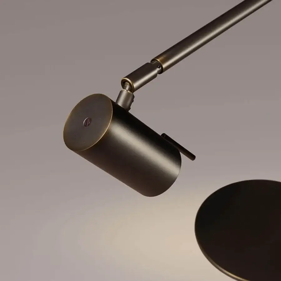 Refined VENICEM Rectus table lamp crafted in metal with a dark burnished brass finish and a subtly textured muted bronze tone